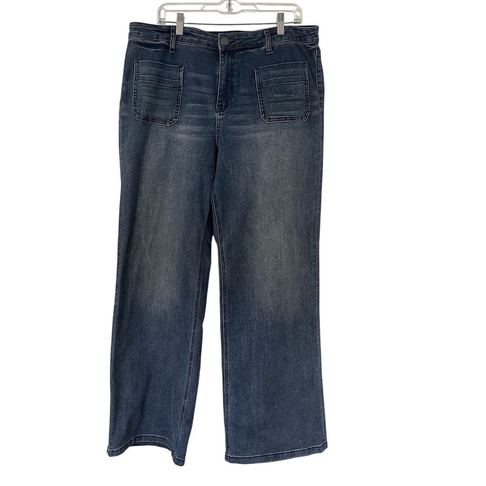 KUT From The Kloth Jean Wide Leg Jeans Women's 16 High Rise Stretch Blue Denim